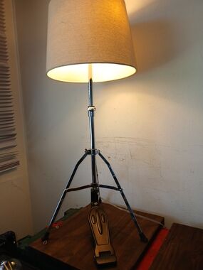 Modern High Top Cymbal Floor Lamp with Cream Shade
